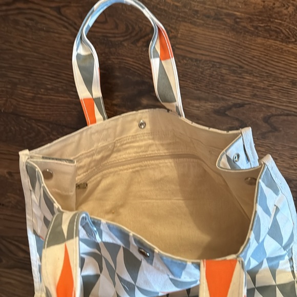 Canvas Tote Bag Triangle Pattern - Picture 2 of 3